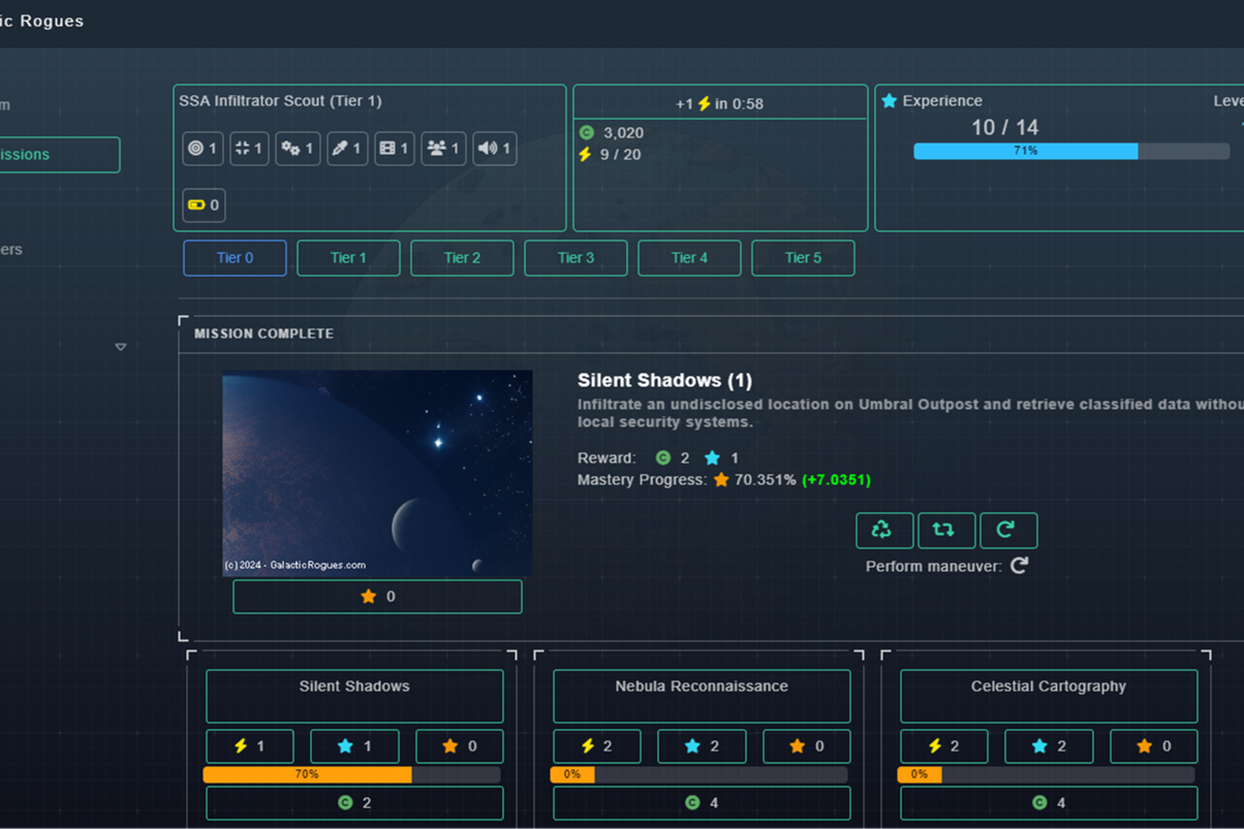 Do mission to earn XP and Credits