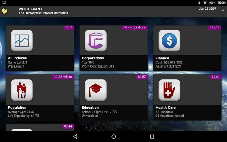 SimCountry game Android app